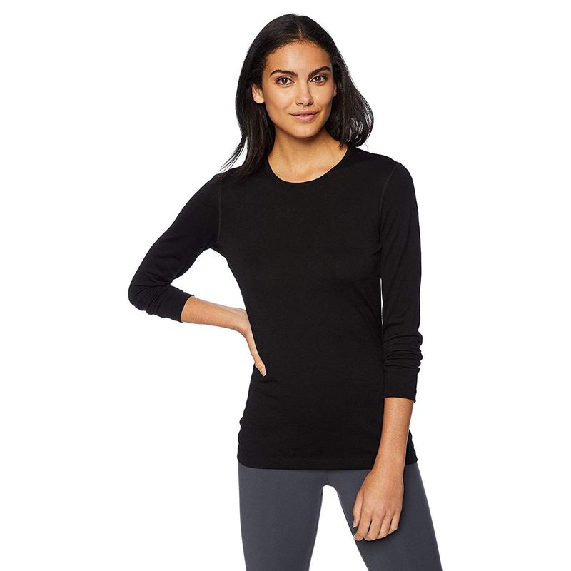 Icebreaker Womens OASIS Long Sleeve CREWE BLACK - Paragon Sports