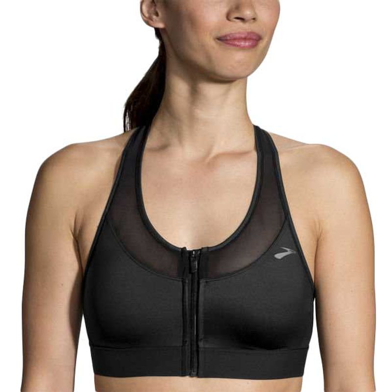 brooks zip front sports bra