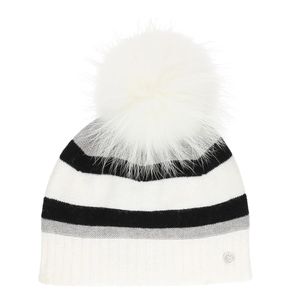 womens roma stripe pom beanie