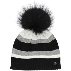 womens roma stripe pom beanie