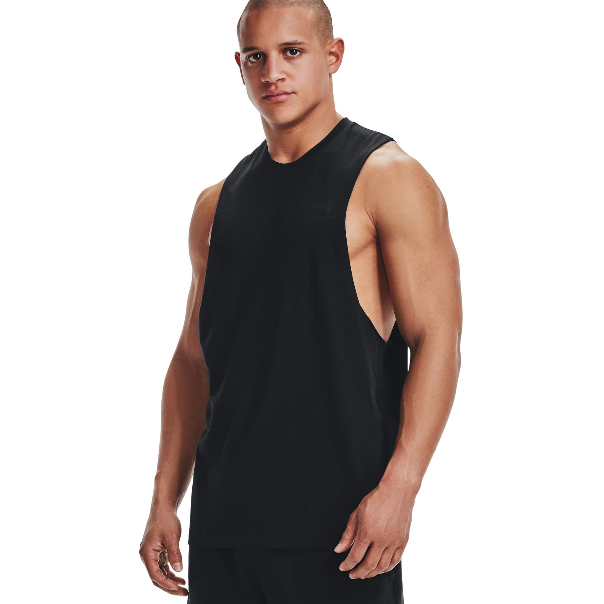 Under Armour Mens LEFT CHEST CUT OFF TANK BLACK - Paragon Sports
