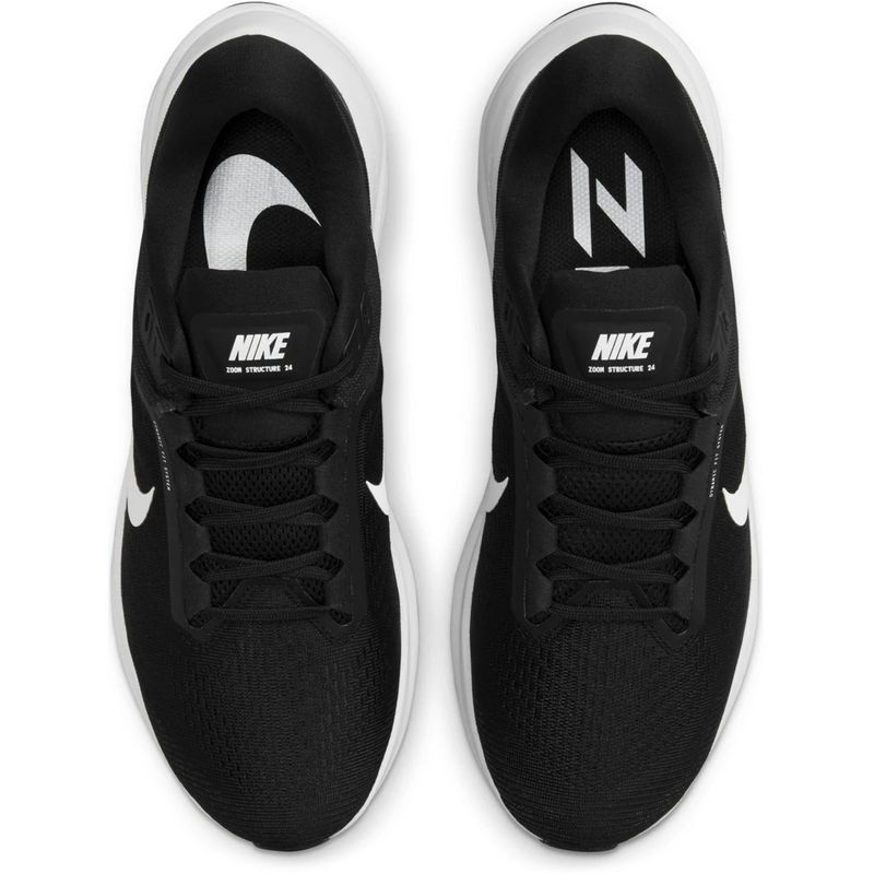 Nike Mens AIR ZOOM STRUCTURE 24 BLACK WHITE Paragon Sports