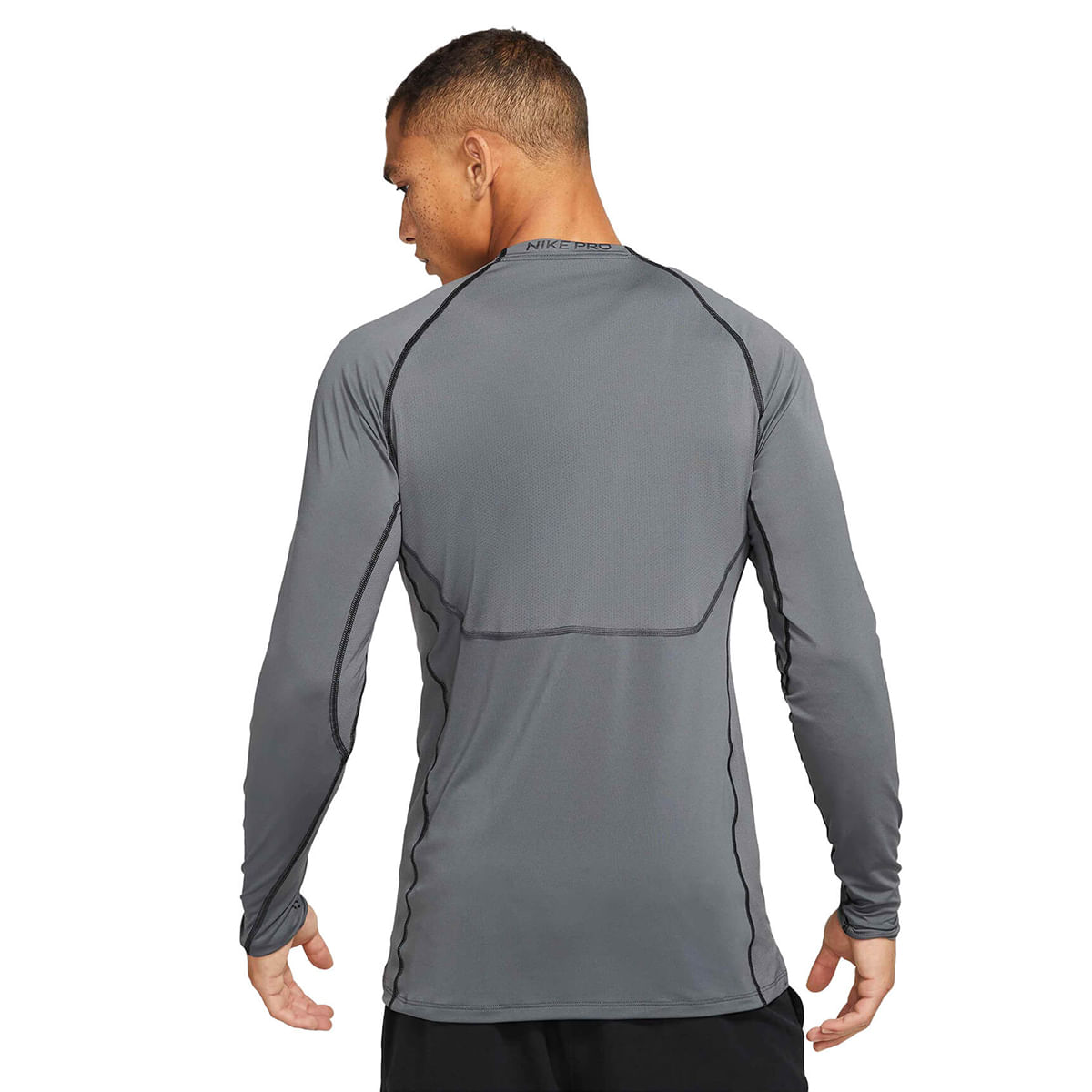 Nike Men's Pro Warm Long Sleeve Shirt, Medium, Iron Grey/Black