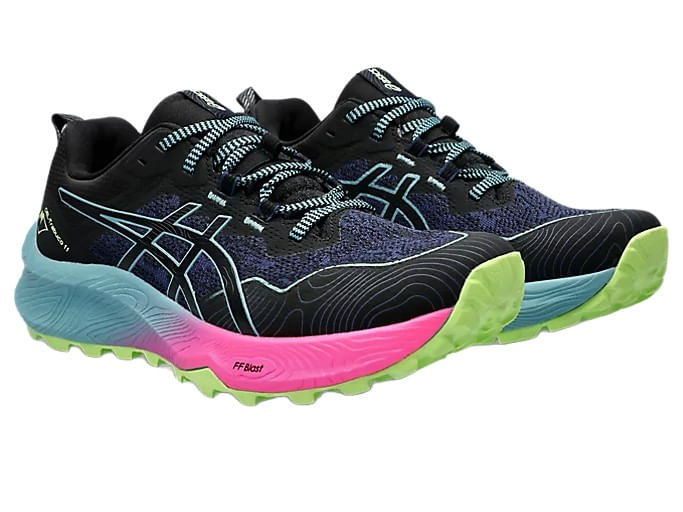 Asics Womens GEL-TRABUCO 11 BLACK-GRIS BLUE - Paragon Sports