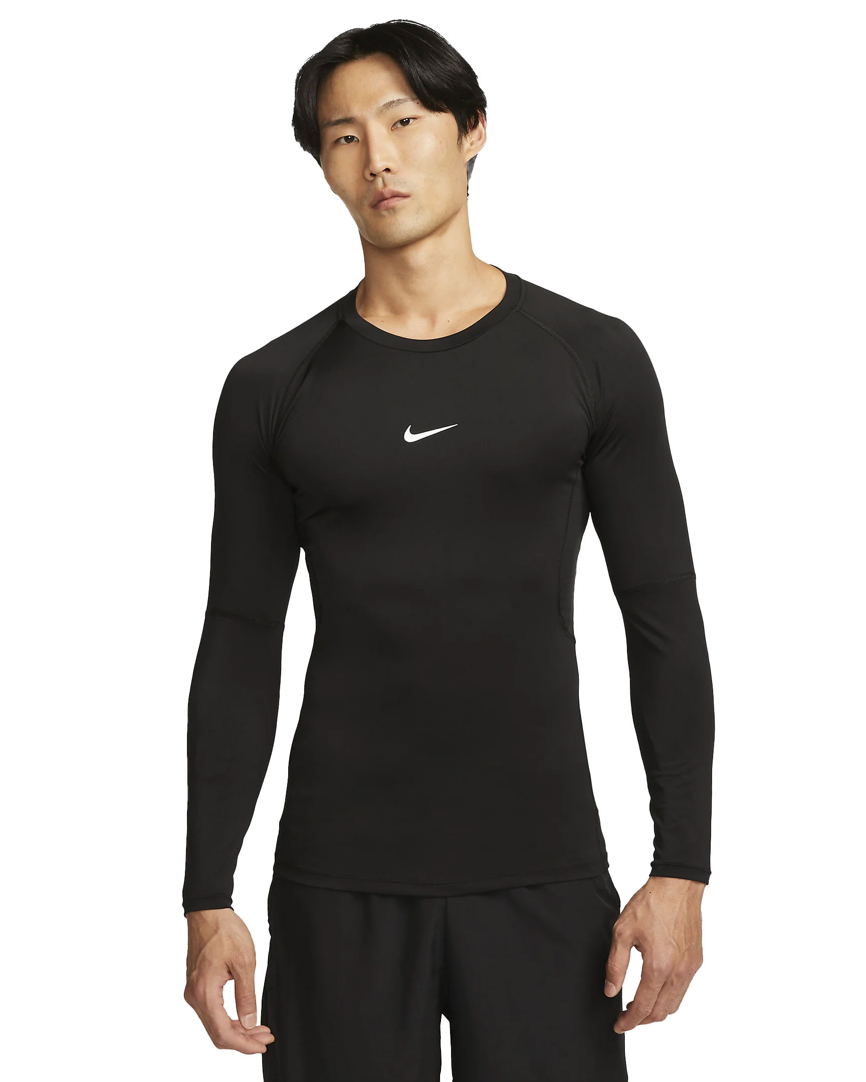 Nike Mens PRO Long Sleeve COMPRESSION BLACK WHITE Paragon Sports