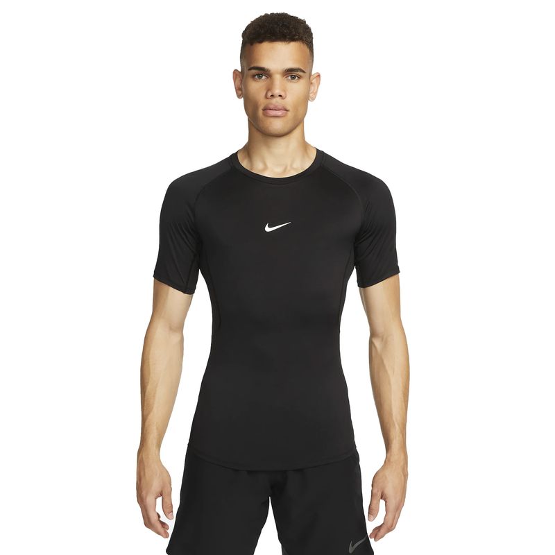 Nike Mens PRO Short Sleeve COMPRESSION BLACK WHITE Paragon Sports