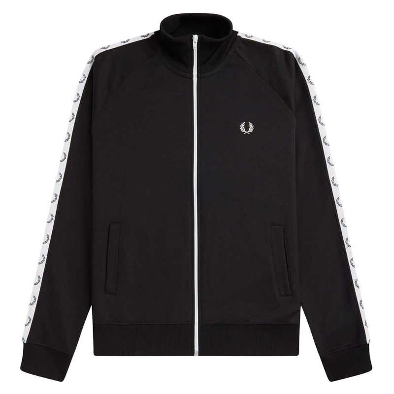 Fred Perry Mens TAPED TRACK JACKET BLACK - Paragon Sports