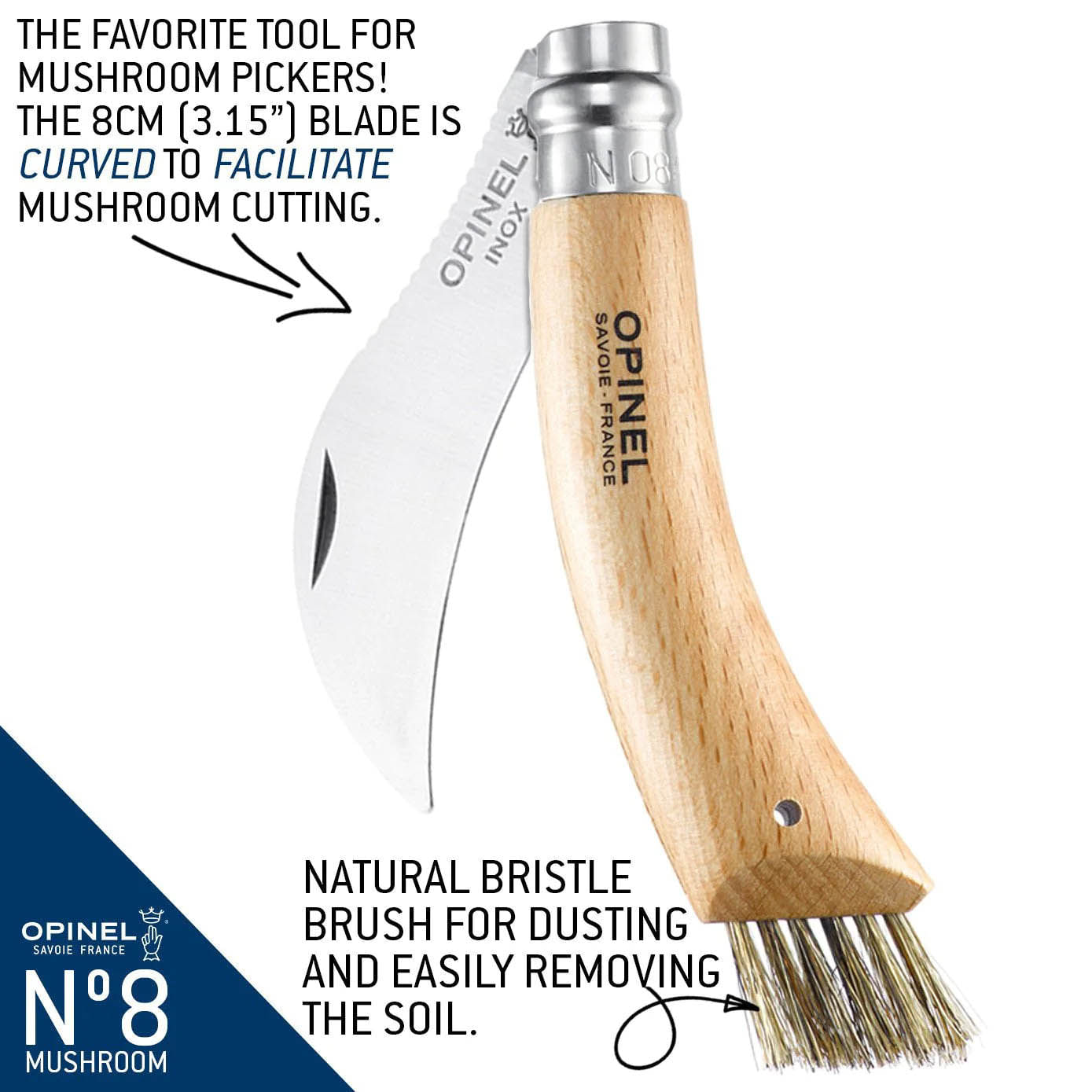 Opinel -No.8 Mushroom Knife – Becketts