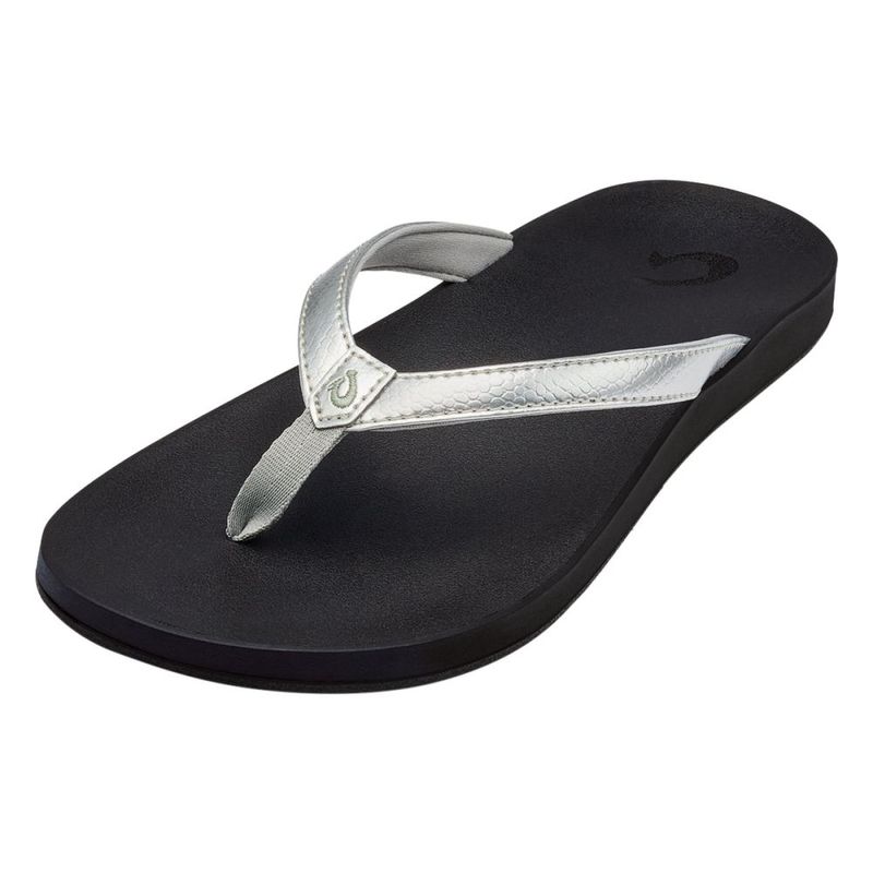 Olukai Womens PUAWE SILVER-BLACK - Paragon Sports