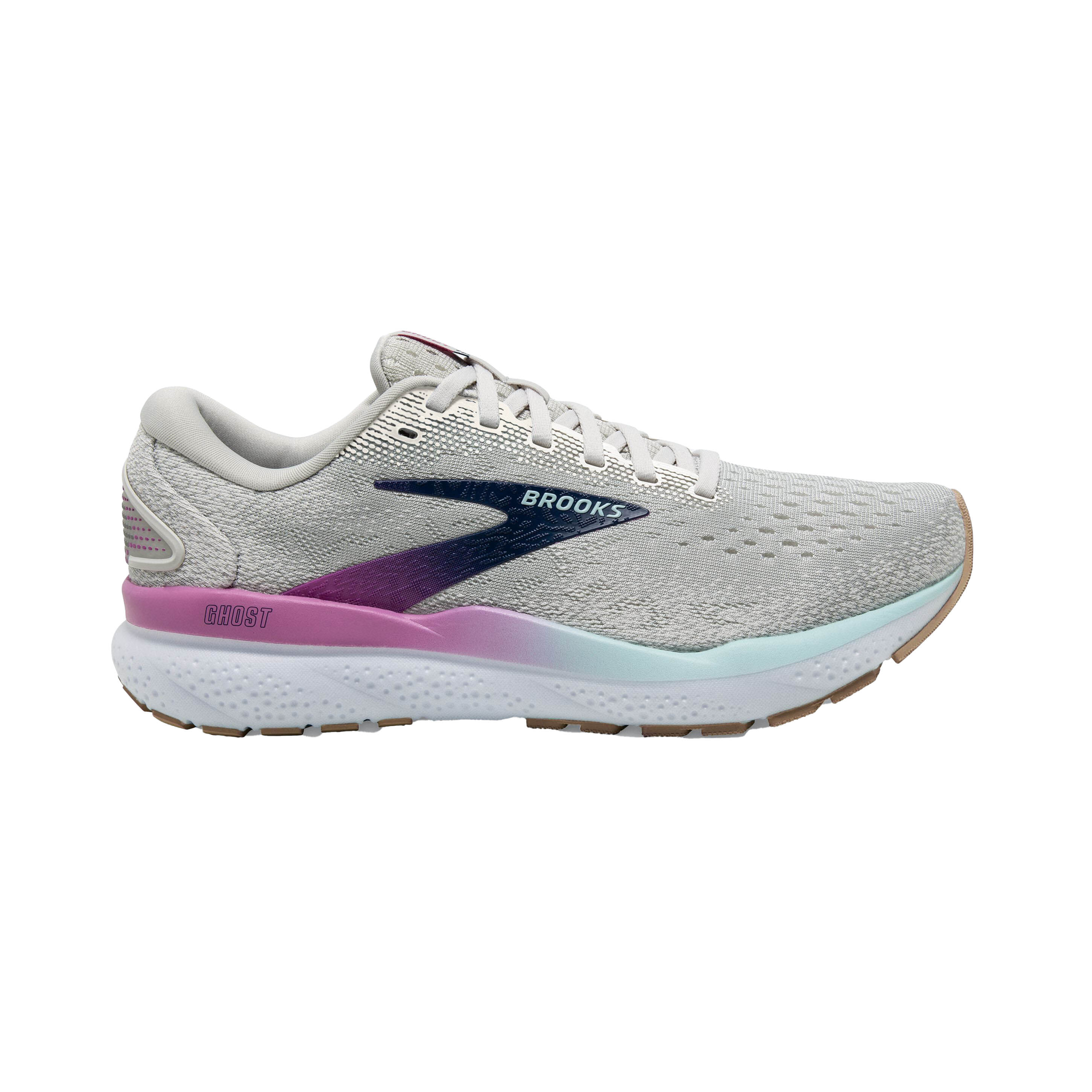 Brooks Womens GHOST 16 WHITE GREY ESTAT Paragon Sports