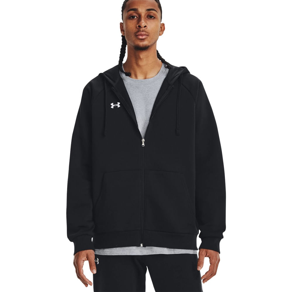 Under Armour Mens RIVAL FLEECE Full-Zip Hoodie BLACK
