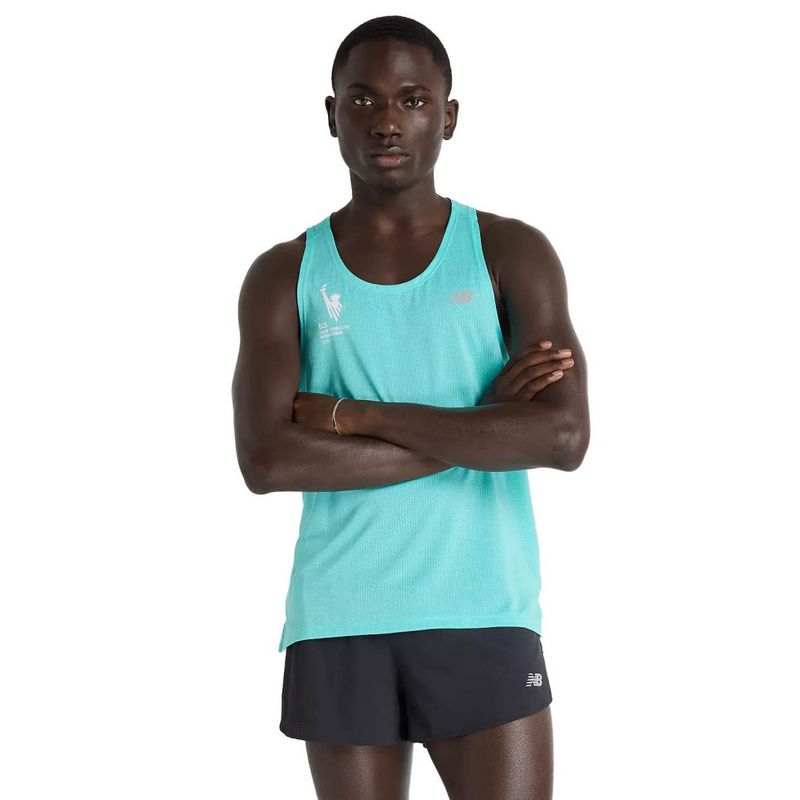 New Balance Mens NYCM ATHLETICS SINGLET CYBERJADE Paragon Sports