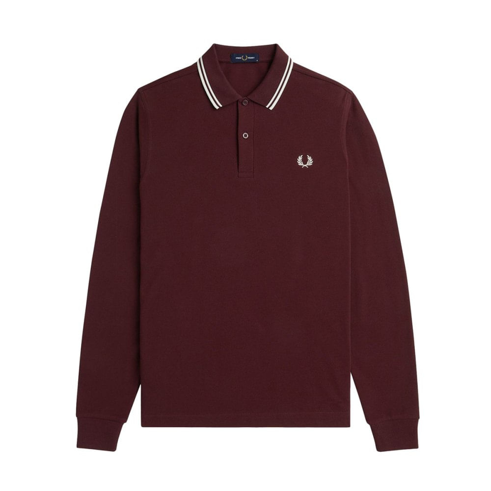 Fred Perry Longsleeve Polo Bordeaux 597 Burgundy Red Size XL