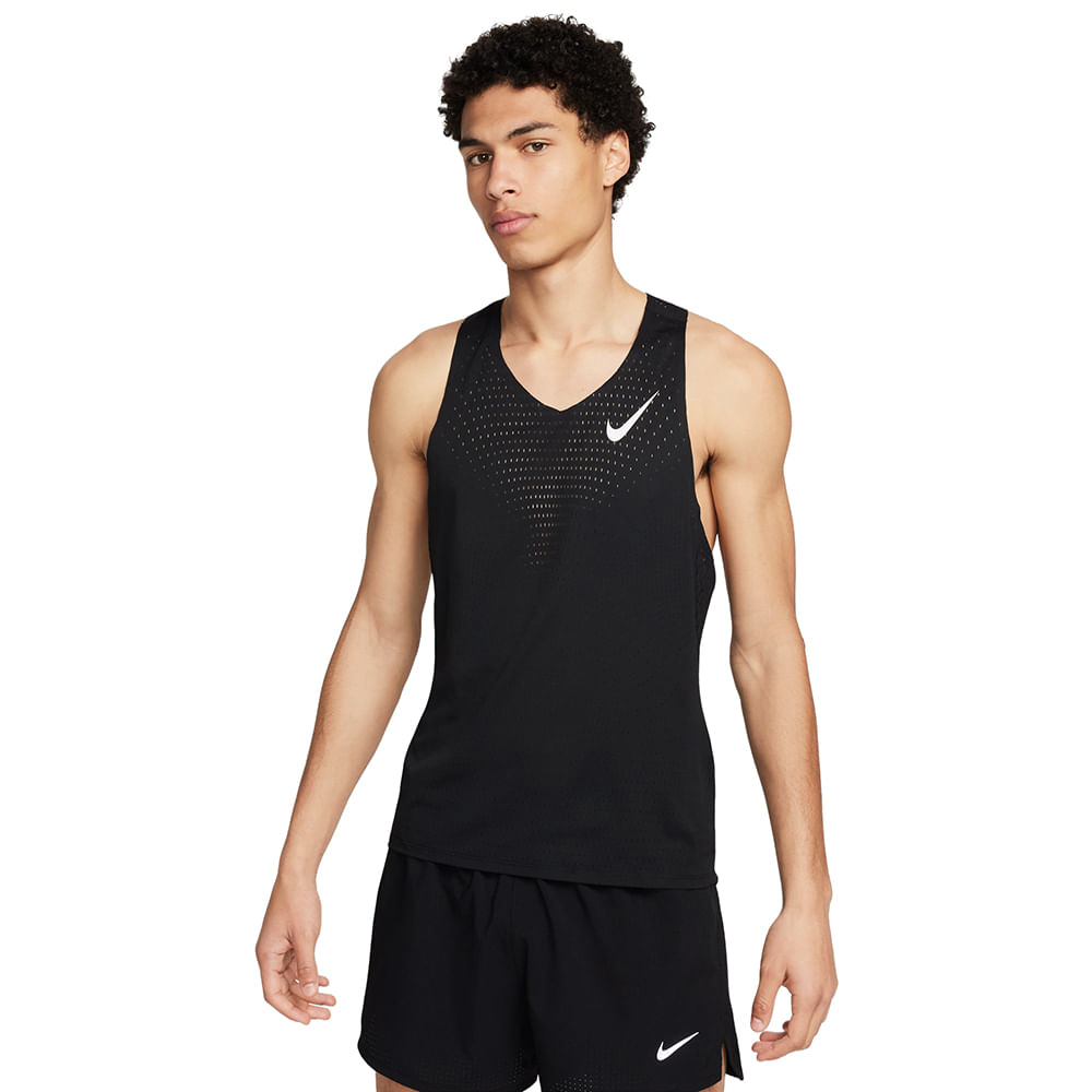 Nike Mens AEROSWIFT SINGLET BLACK-SUMMIT WHI - Paragon Sports